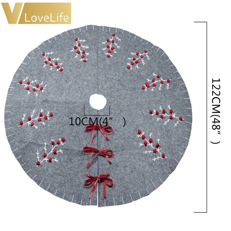 4" милый красный шар фетр Рождественская елка юбка фартуки ковер для дома Рождественская елка украшения принадлежности
