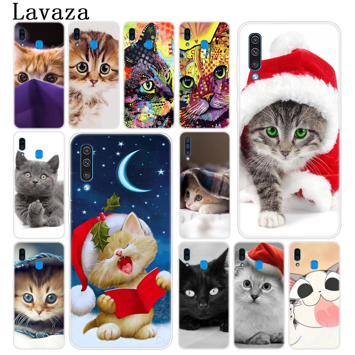 Чехол для телефона Lavaza Merry Christmas cat серый милый чехол Samsung Galaxy A70 A60 A50 A40 A30 A20 A10 M10 M20 M30