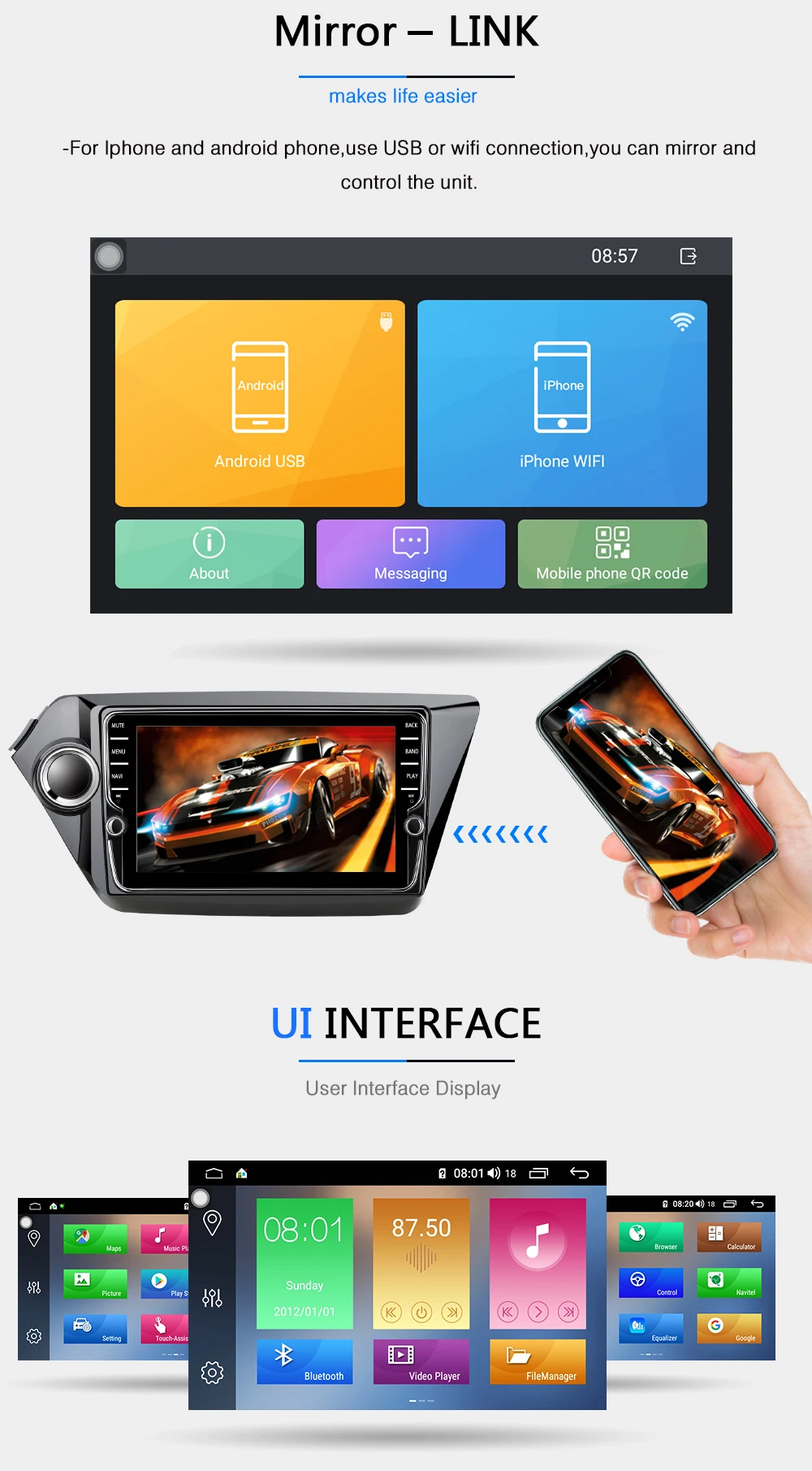 Excellent Funrover android 9.0 2 din car dvd multimedia player for Kia k2 rio 2011-2016 car radio gps navigation DSP split screen 4G+64G 19