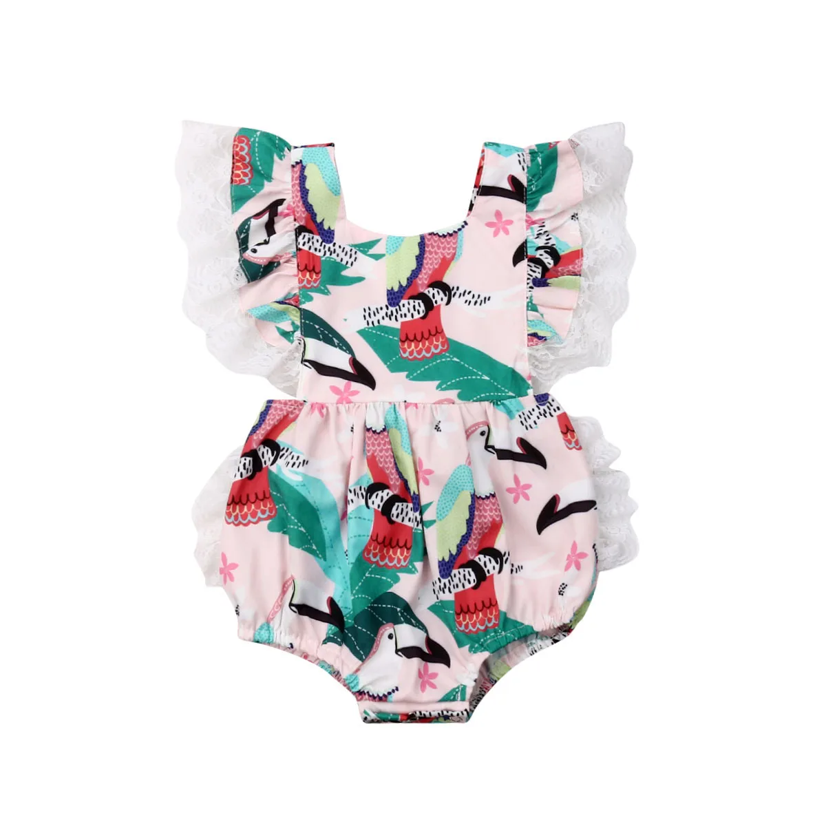 

1-4Years Newborn Baby Girls Summer Lace Cartoon Romper Sleeveless Jumpsuit Outfits