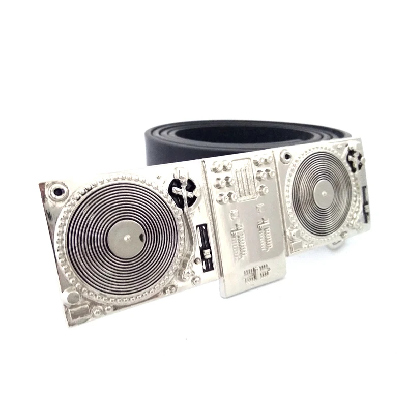 Vintage Leather Belts for men with music series of silver dj playing