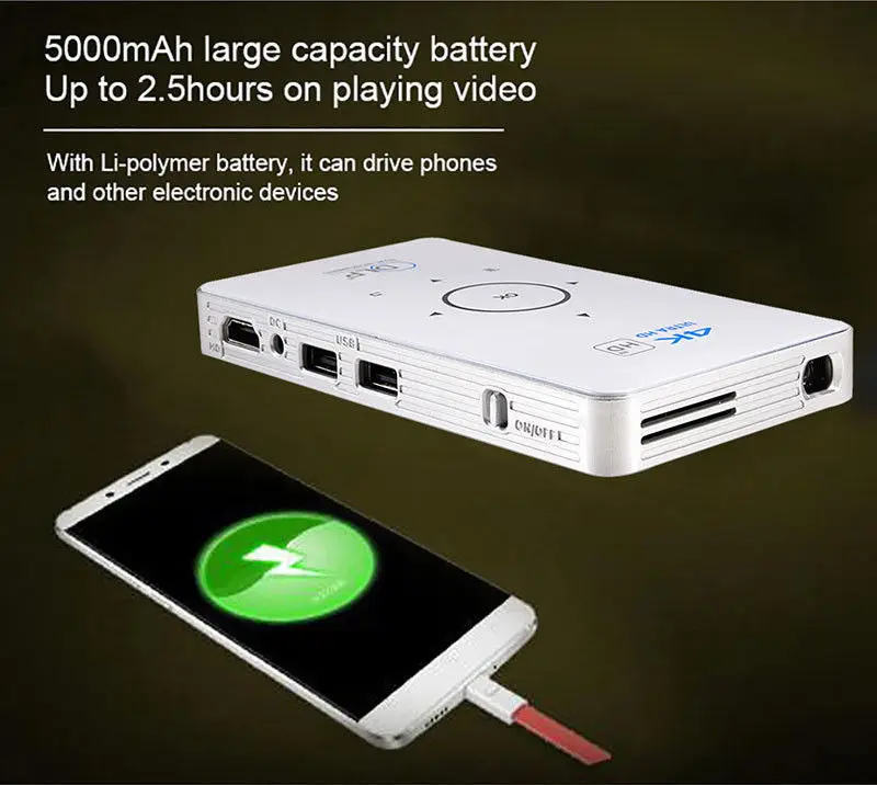 OTHA мини карманный проектор HD 2 ГБ/16 ГБ Портативный Android DLP Touch Pad WI FI 1080 P дома кино с