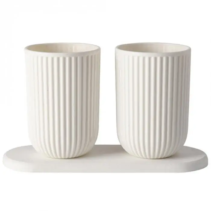 2Pcs PP Brushing Cup Set Mouth Toothbrush Couple Cup Kit with Diatom Mud 669