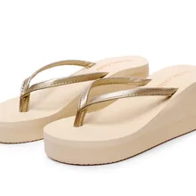 Г., летние женские вьетнамки на платформе и высоком каблуке Нескользящие сандалии на платформе