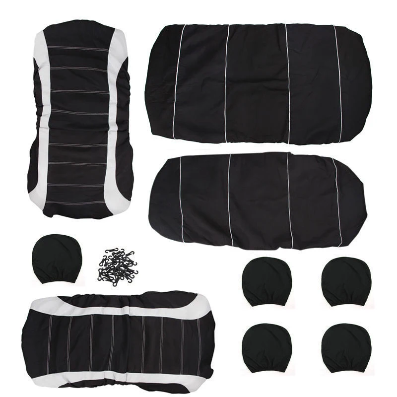 JX-LCLYL 9pcs 5Seats Car High Quality Durable Car Seat Cover Front Rear Headrest Set