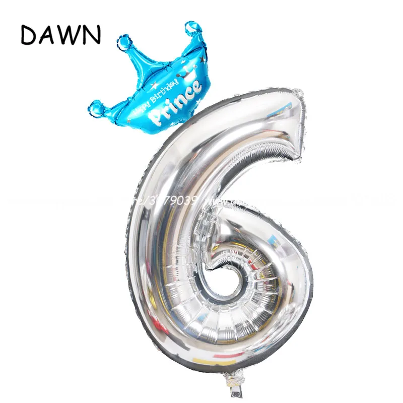 32 дюймов Серебряный номер мальчик девочка фольга гелиевые шары цифра воздушные шары с днем рождения свадебное украшение принцесса и принц сделай сам - Цвет: Silver-boy-6