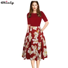 Oxiuly Vintage Hepburn Stripe Polka Dot Floral Print Patchwork Pinup Tunic Work Casual Office Party A Line Skater Dress Oxiuly Vintage Hepburn Stripe Polka Dot Floral Print Patchwork Pinup Tunic Work Casual Office Party A Line Skater Dress