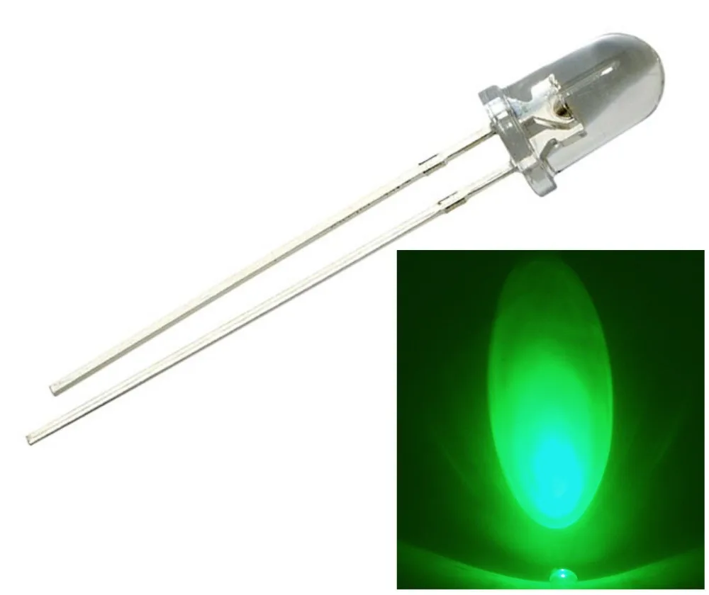 

100pcs LED 5mm round top Green water clear Urtal Bright Light F5MM Emitting Diodes Wholesale Lots 100 pcs High Quality