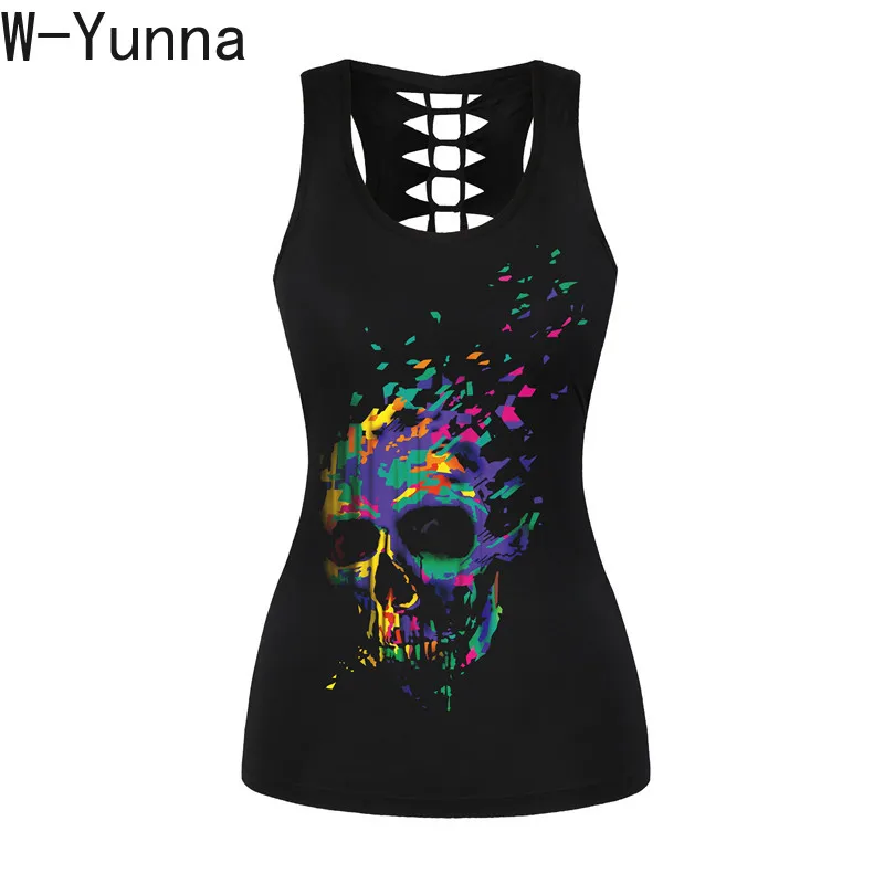 

W-Yunna Best Selling Color Skull 3D Sexy Women Tank Top New Street Style Workout Skull Vest Tops Women's Clothing Stretch Vests
