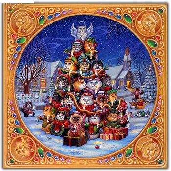 

5D diy diamond painting round&square Cross Stitch round drill Diamond Embroidery mosaic pattern Cat Christmas tree picture gift