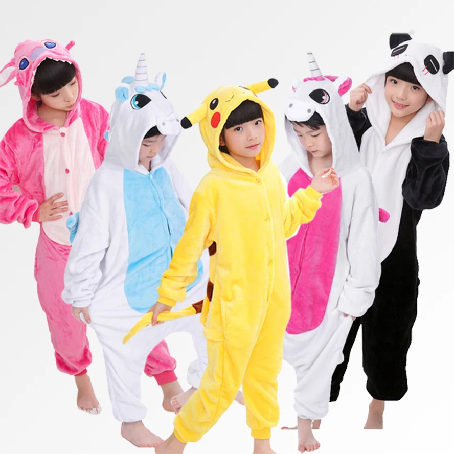 

Kid Unicorn Boys Girls Flannel pajama Hooded Romper Sleepwear Without Shoes for 5 4 6 8 10 12 Years Animal pyjamas Kid Clothes