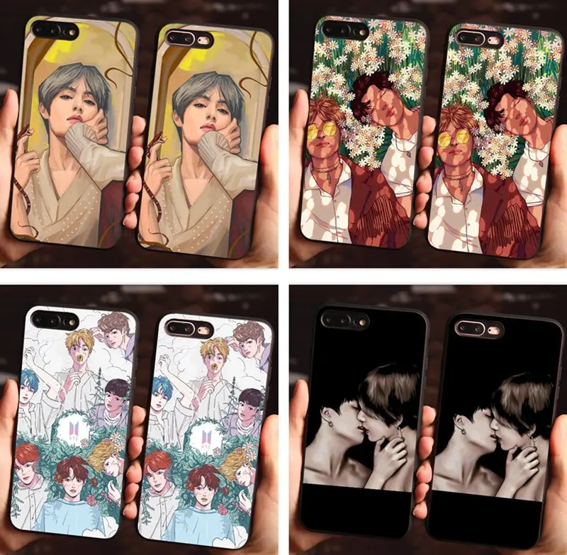 BTS Korea Bangtan Boys Young Forever JUNG KOOK V Spring Day Black soft silicone Phone Case for iphone 6 6S 7 8 PLUS 5S 5 X
