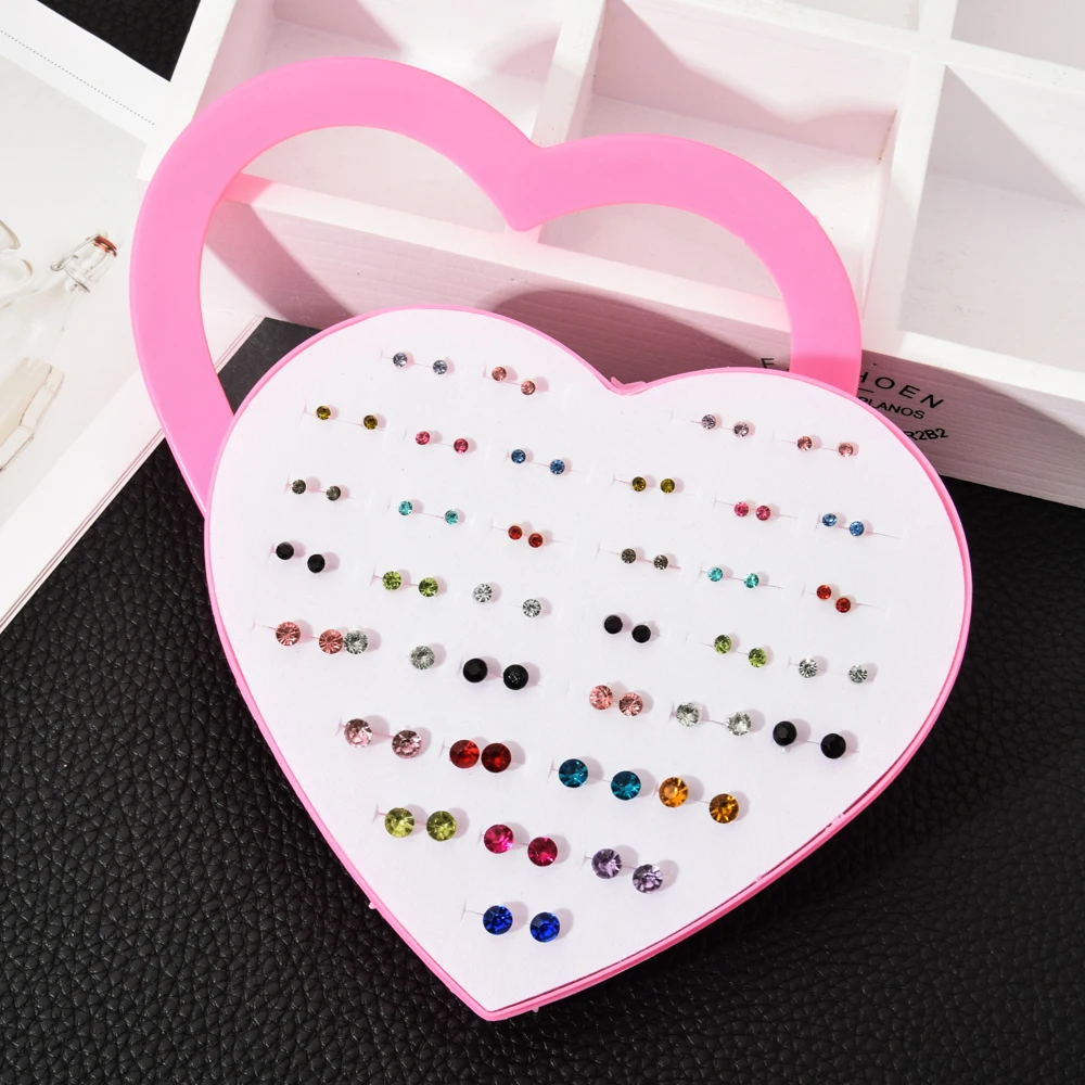

SLZBCY 36 pairs/set Mix Style Colorful Crystal Child Small Earrings Sets Women Girls Mini Stud Earring Fashion Jewelry Gift