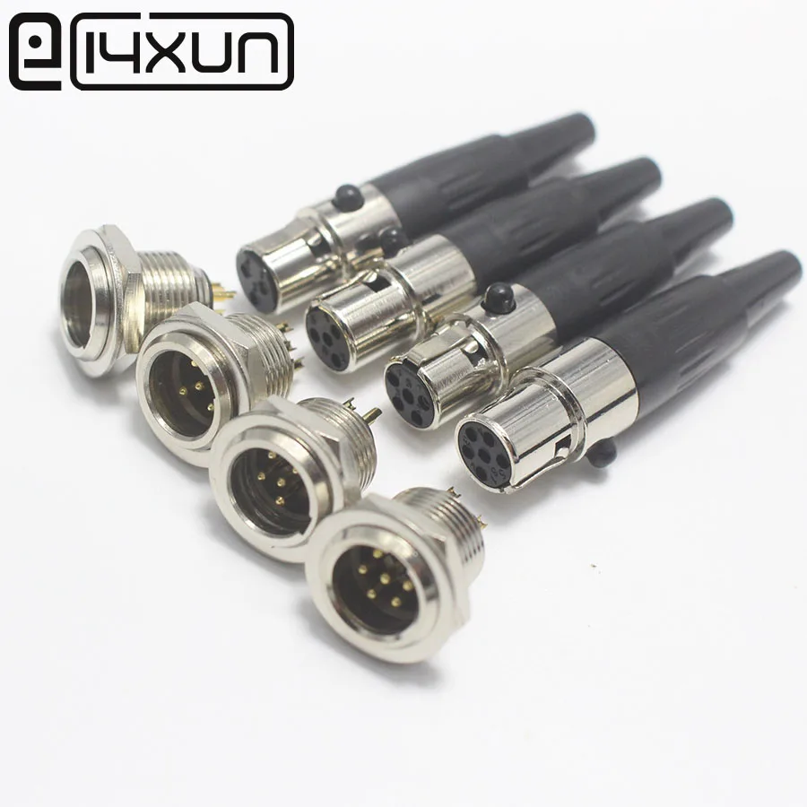 5 комплектов Мини XLR 3 4 6 контактов Женская фотовспышка + Контактный Штекерный