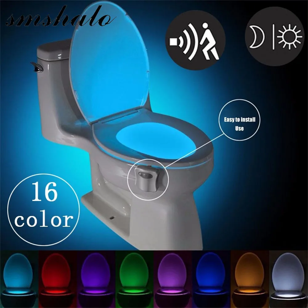 

Lighting Toilet Light Led Night Light Human Motion Sensor Backlight For Toilet Bowl Bathroom 16 Color Veilleuse For Kids Child