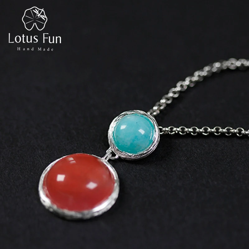 

Lotus Fun Real 925 Sterling Silver Natural Stone Handmade Fine Jewelry Candy House Design Pendant without Chain for Women
