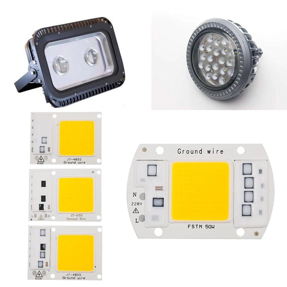 

220v LED Floodlight 20/30/50W Cool/Warm White COB Chip Smart IC Driver Lamp High Power Spotlight Chip Car Accessories