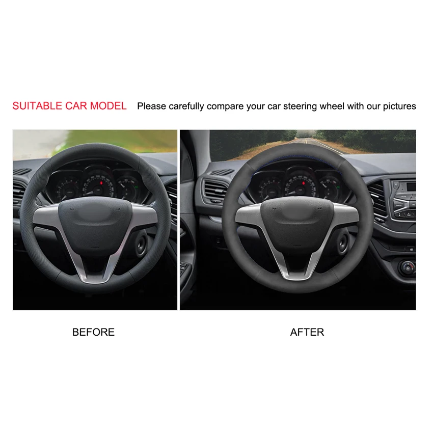 Ручная работа DIY черная замша кожа Автомобильный руль Крышка для Lada Vesta аксессуары