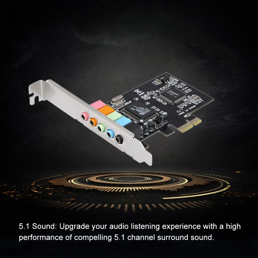 5 Port Sound Card Stereo Surround Sound Card PCI E Express Card 5.1