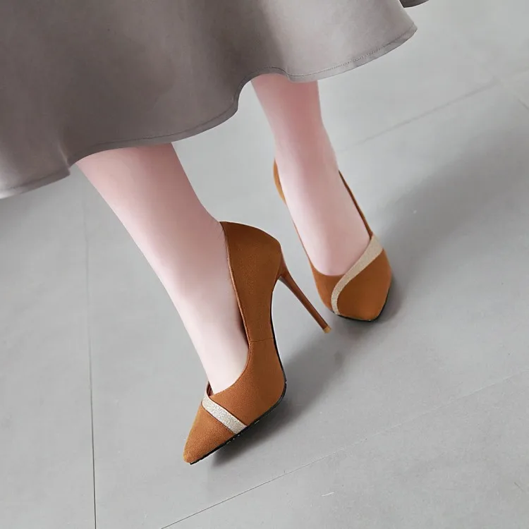 

Big Size 11 12 13 14 15 Ladies high heels women shoes woman pumps Blue Patchwork High-heeled single shoes