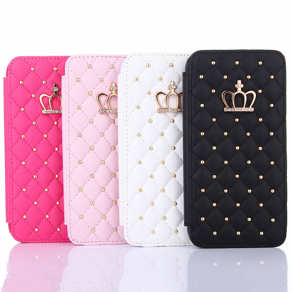 

For Samsung Galaxy A5 A3 2017 Glitter Crown Diamond Wallet Leather Case Flip Stand Cover Coque Mobile Phone Bag With Card Slots