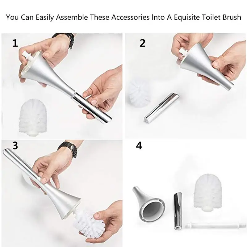 Creative Toilet Brush ABS Stainless Steel Toilet Brush Holder WC Brush White Toilet Brush Holder Bathroom Accessories