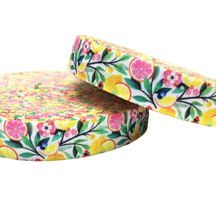 

5/8" 15mm flower high quality printed fold over elastic ribbon 10 yards, DIY handmade materials, wedding gift wrap