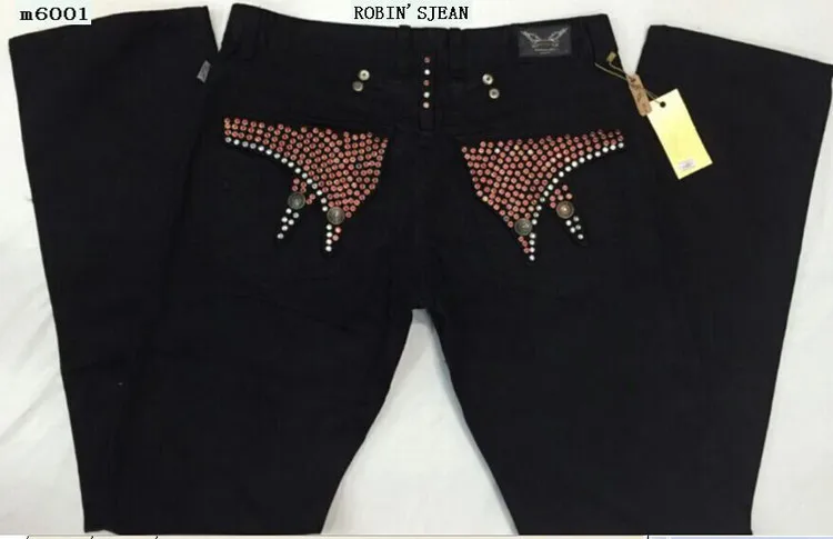 black and red robin jeans
