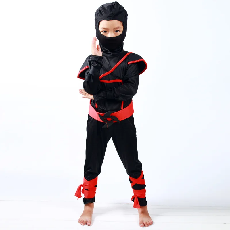 Комплекты одежды для мальчиков; Ninjago; маскарадные костюмы; комплект одежды для детей; костюм на Рождество и Хэллоуин; вечерние Костюмы супергероев из мультфильма Derss Ninja - Цвет: Черный