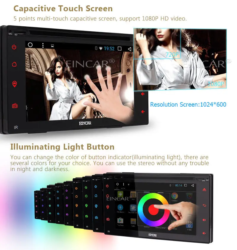 Clearance Android 6.0 4Core 6.2 inch 2Din Car DVD Player Stereo Radio Touchscreen GPS Wifi 5