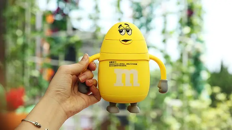 M& m бобы Вакуумная чашка мультфильм студентов термосы соломка из нержавеющей стали термосы