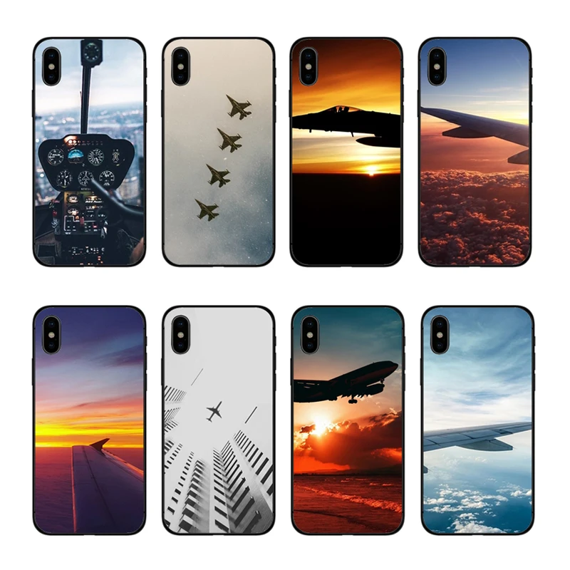 

IMIDO aircraft Soft Silicone Back capa Cover Case Phone Case For Apple iPhone XS XR XSMAX 7 7plus 8 8plus 6 6 6plus coque