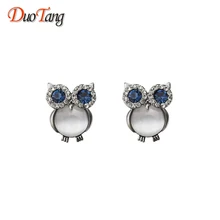 Серьги DuoTang в виде совы, цинковый сплав с опалом, черное ружье, позолоченные серьги-гвоздики для женщин, модные аксессуары E0015