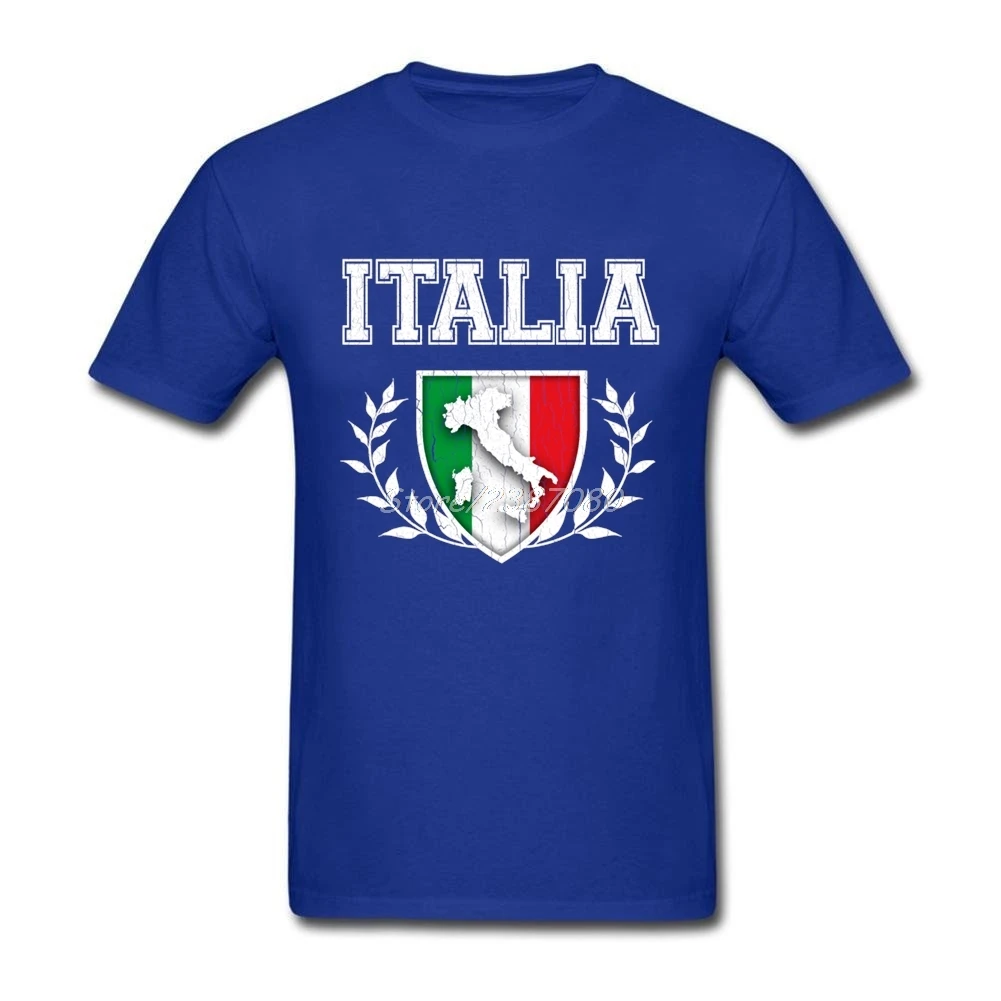Vintage Italian Flag Crest T Shirt Custom Short Sleeve T Shirt Men Pp