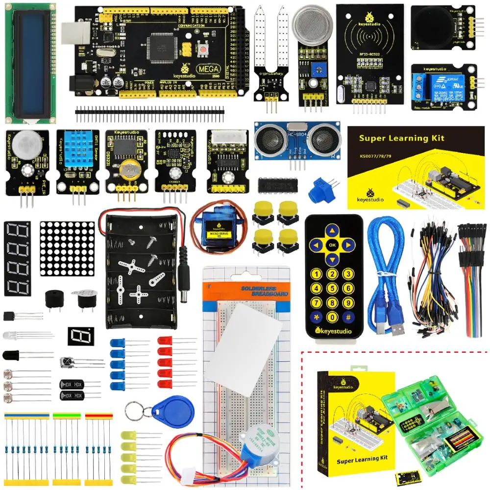 Online KS0079 keyesstudio Super Starter Kit Kit de aprendizaje con Mega2560R3 para Arduino Proyecto de Educación + PDF (en línea) + 32 proyectos + caja de regalo