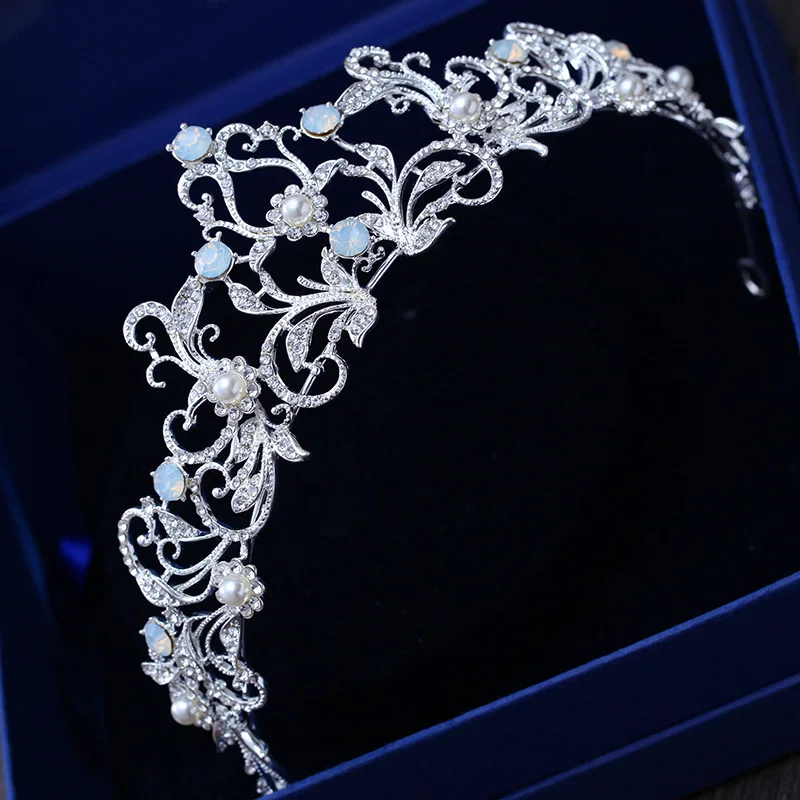 Уникальный светильник, тиара с синими кристаллами, корона принцессы, свадебная повязка на голову, аксессуары для волос, модный головной убор, нарядные украшения для выпускного вечера