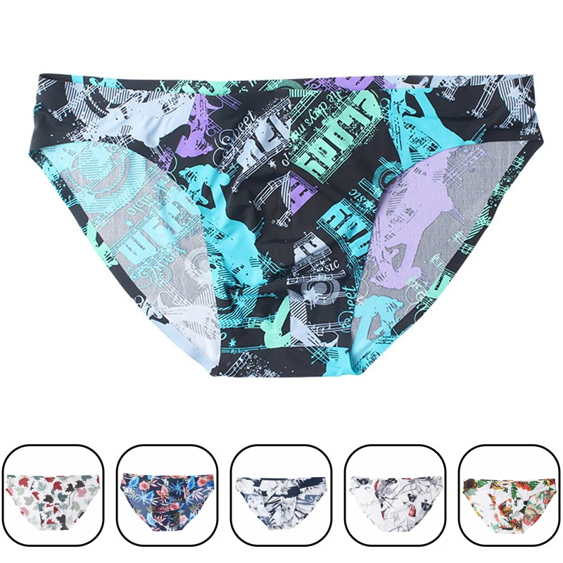 

Men's Underwear Personality Print Ice Silk Breathable Men's Briefs Sexy and Comfortable Cuecas Gay Underpants Men M-XXL
