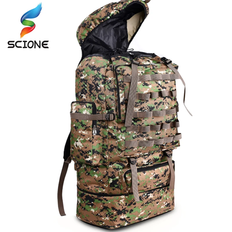 100L Large Capacity Outdoor Tactical Backpack Mountaineering Camping Hiking Military Molle Water-re
