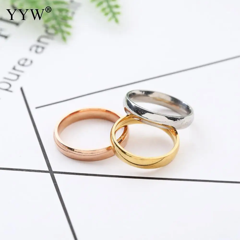 Stainless Steel Silver/Gold/Rose Gold Color Plated Plain Band Finger Ring Unisex For Promised Jewelry Wedding Anniversary Gift