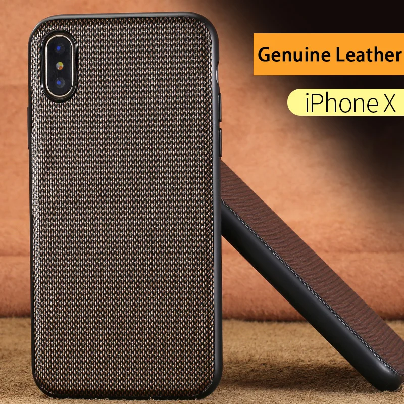 

Luxury Genuine Leather Phone case For iPhone X cases Diamond texture Shockproof Non-slip back cover For 6 6S 7 8 Plus 5 5S SE