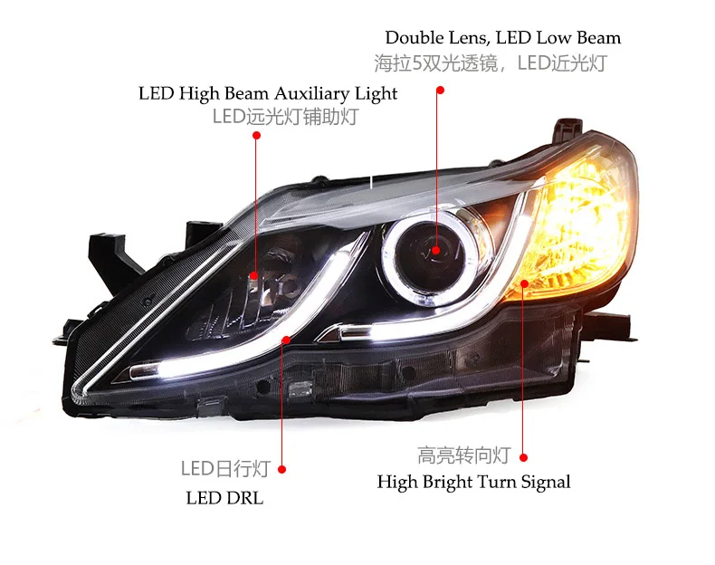 DY_L автомобильный Стайлинг для Toyota Reiz фары 2010 2011 2012 2013 Reiz лампы дневные ходовые огни DRL Ангел глаз светодиодный объектив ксеноновых фар, Высокопрочная конструкция