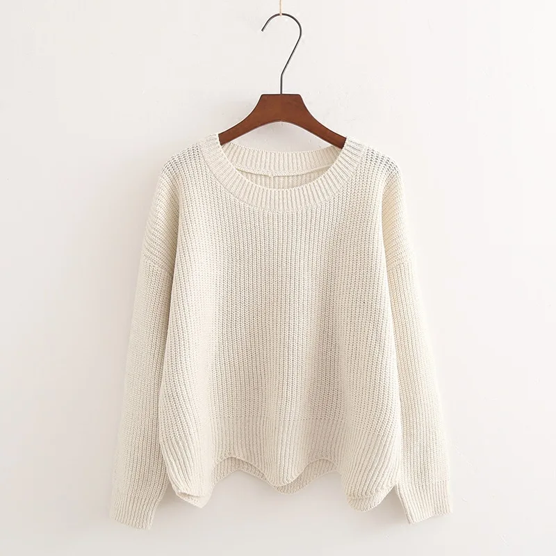 2019 Fashion New Sweater Women Wave Hem Autumn/Winter Student Round Neck Sweater And Pullover Sweet Yellow Ruffled Knit Sweater 2019 Fashion New Sweater Women Wave Hem Autumn/Winter Student Round Neck Sweater And Pullover Sweet Yellow Ruffled Knit Sweater