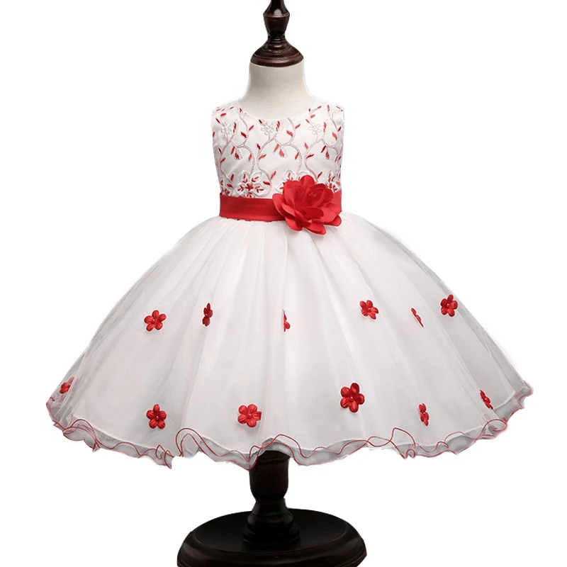 Романтические платья для девочек с цветочным рисунком бальные детей белое