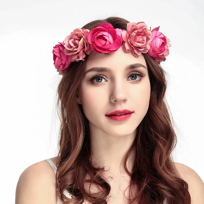 Floral Flower Head Wreath rose bridal wreath headband seaside travel