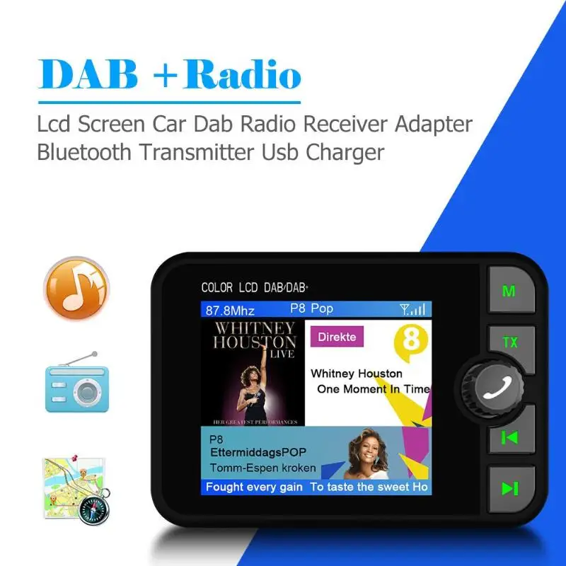 VODOOL C6 машине радио DAB адаптер ресивер FM-передатчик ЖК-дисплей Дисплей Поддержка набор гарнитуры с Bluetooth музыкальный плеер AUX Интерфейс