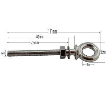 

Stainless Marine Heavy Lifting Long Eye Bolt Marine Lifting HX Long Eye Bolt Ring Screw Loop Hole for Cable Rope 5pcs M8