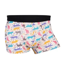 Модное молодежное Мужское нижнее белье из модала с мультипликационным принтом, мужские трусы-боксеры со средней талией, дышащие мужские трусы