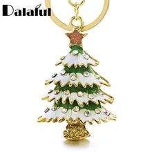 Dalaful, эмалированные брелки с рождественской елкой, красная звезда, кристалл, брелок, цепочка, кошелек, сумка, подвеска для автомобиля, брелки, подарок K319
