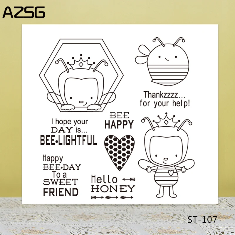 

AZSG Cute Queen Bee Worker Bee Clear Stamps/Seals For DIY Scrapbooking/Card Making/Album Decorative Silicone Stamp Crafts