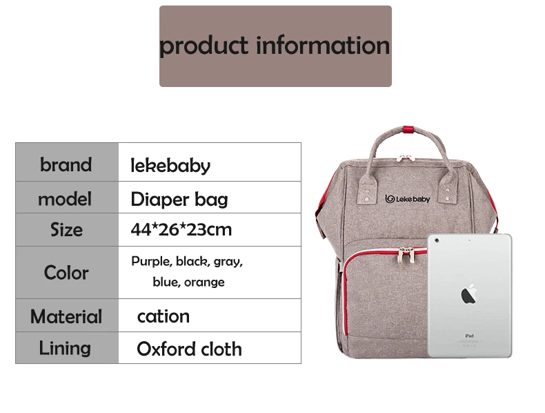 Новый Lekebaby Мумия подгузник для беременных коврик для коляски подгузник мешок большой емкости Детская сумка рюкзак для путешествий сумка